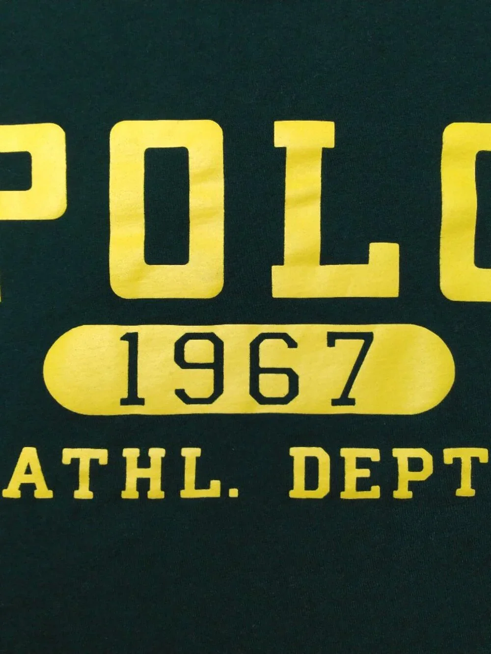 POLO RALPH LAUREN T Shirt XXL GREEN Yellow SPELLOUT 2XL Athletic Dept MENS RL SS